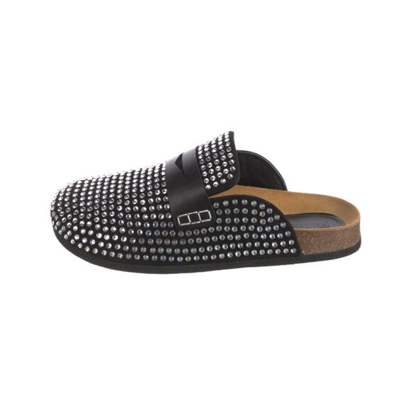 Crystal embellished leather mules main image 4